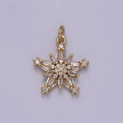 Baguette Star Pendant, CZ star charm for jewelry making, Celestial charm for necklace, Bracelet, earring 14k Gold Filled Finding N-852