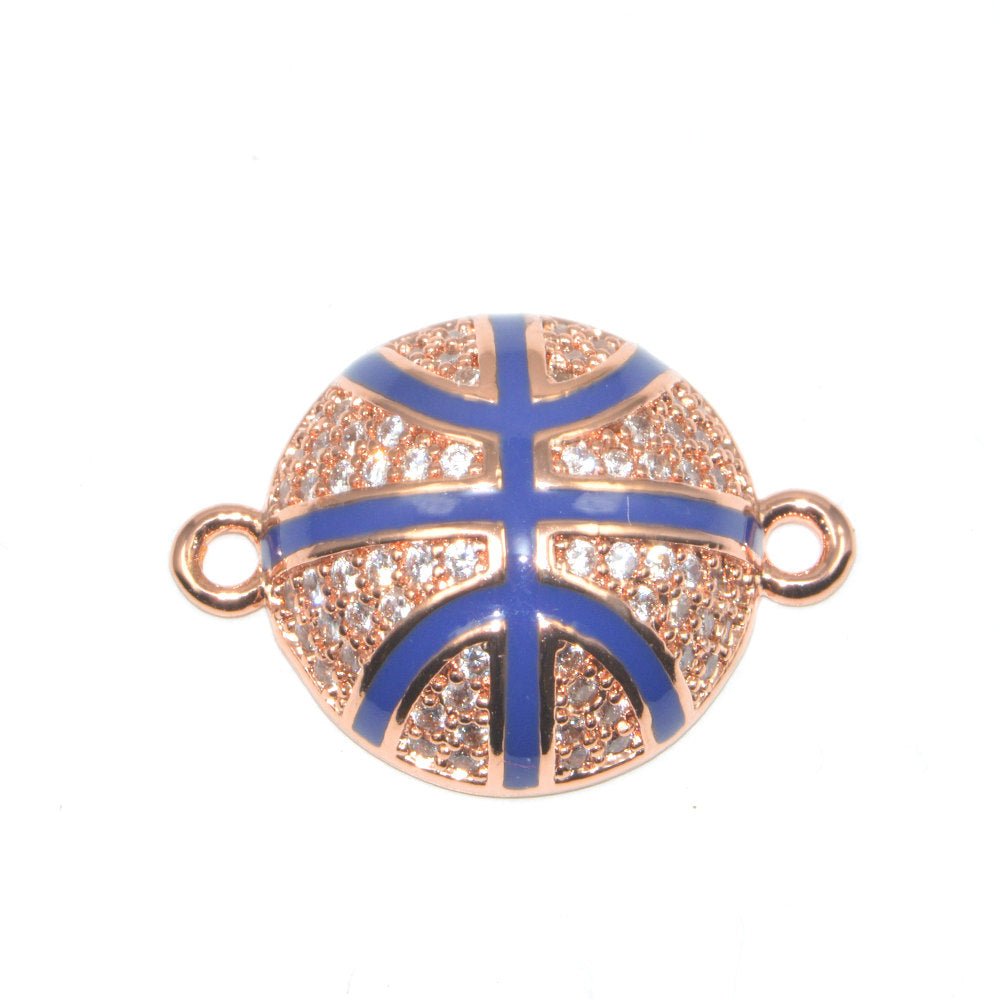 Ball Sports Bracelet Charm Connector Genuine Cubic Zirconia Crystal Paved Design Gold Filled  Cooper  Material F-294