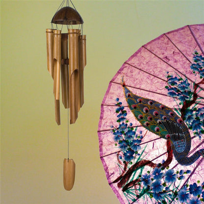Bamboo Wind Chimes Handmade Hanging Big Bell Soothing Melodic Tones Indoor Outdoor Wall Hanging Wind Chimes Great As A Gift For Balcony Home Yard Garden Decorations For Mom