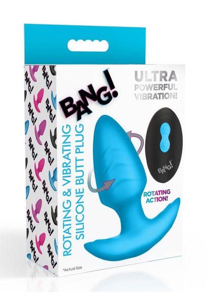 BANG Rotating And Vibrating Silicone Butt Plug Blue