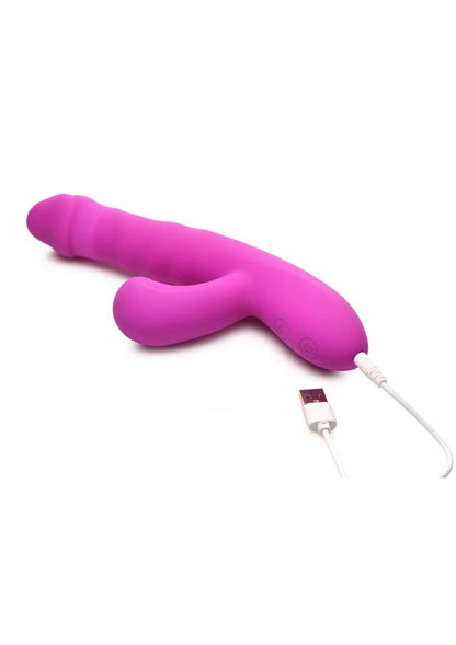 Bang! Thrusting &amp; Sucking Silicone Rabbit Vibrator