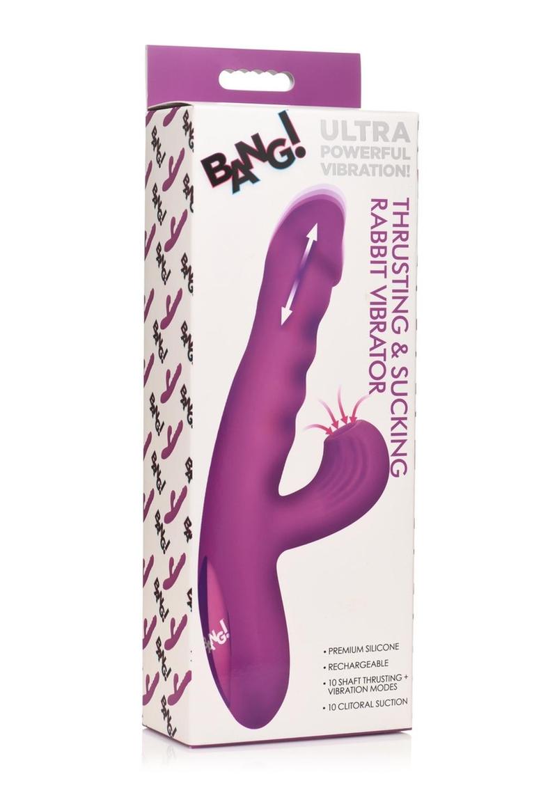 Bang! Thrusting &amp; Sucking Silicone Rabbit Vibrator