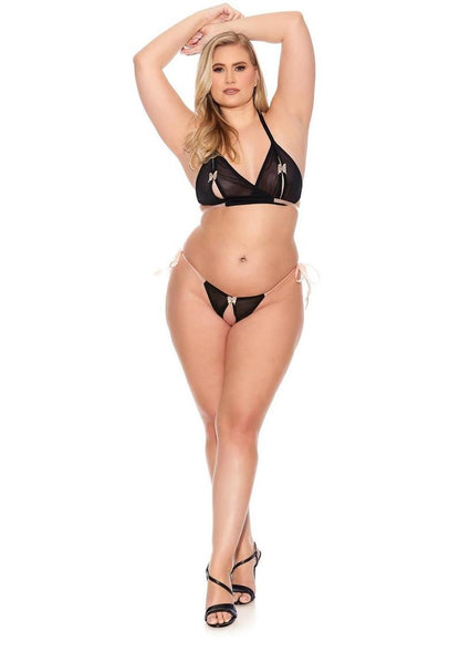 Barely Bare Tie-Up Bralette And Open Panty Set