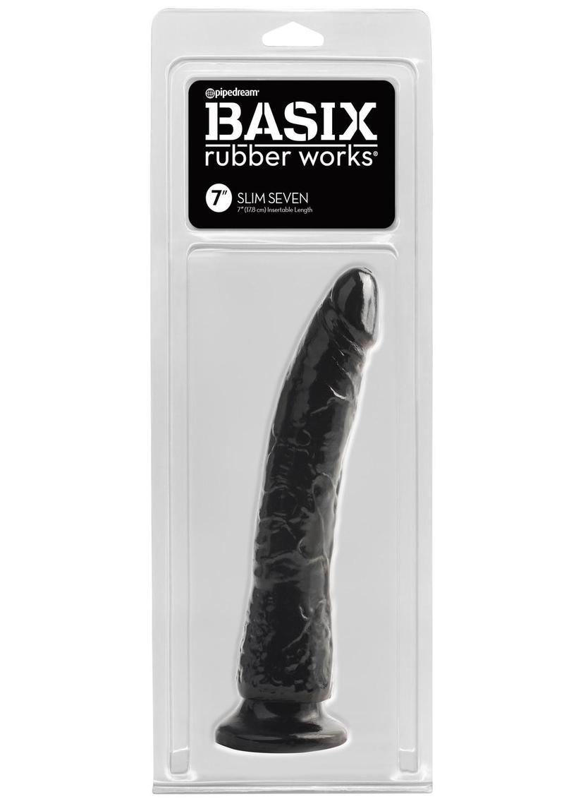 Basix Rubber Works Slim Seven Realistic Dildo with Suction Cup