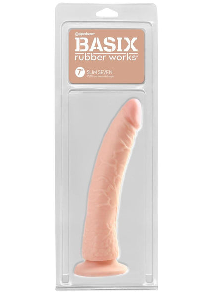 Basix Rubber Works Slim Seven Realistic Dildo with Suction Cup