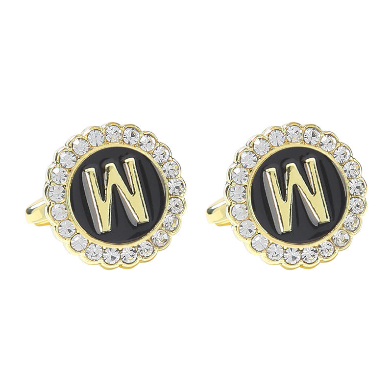 Round Diamond French Cufflinks Men&