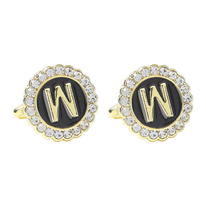 Round Diamond French Cufflinks Men&