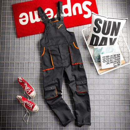 Retro Casual Workwear Overalls For Men Hip-hop Dungarees Work Clothes