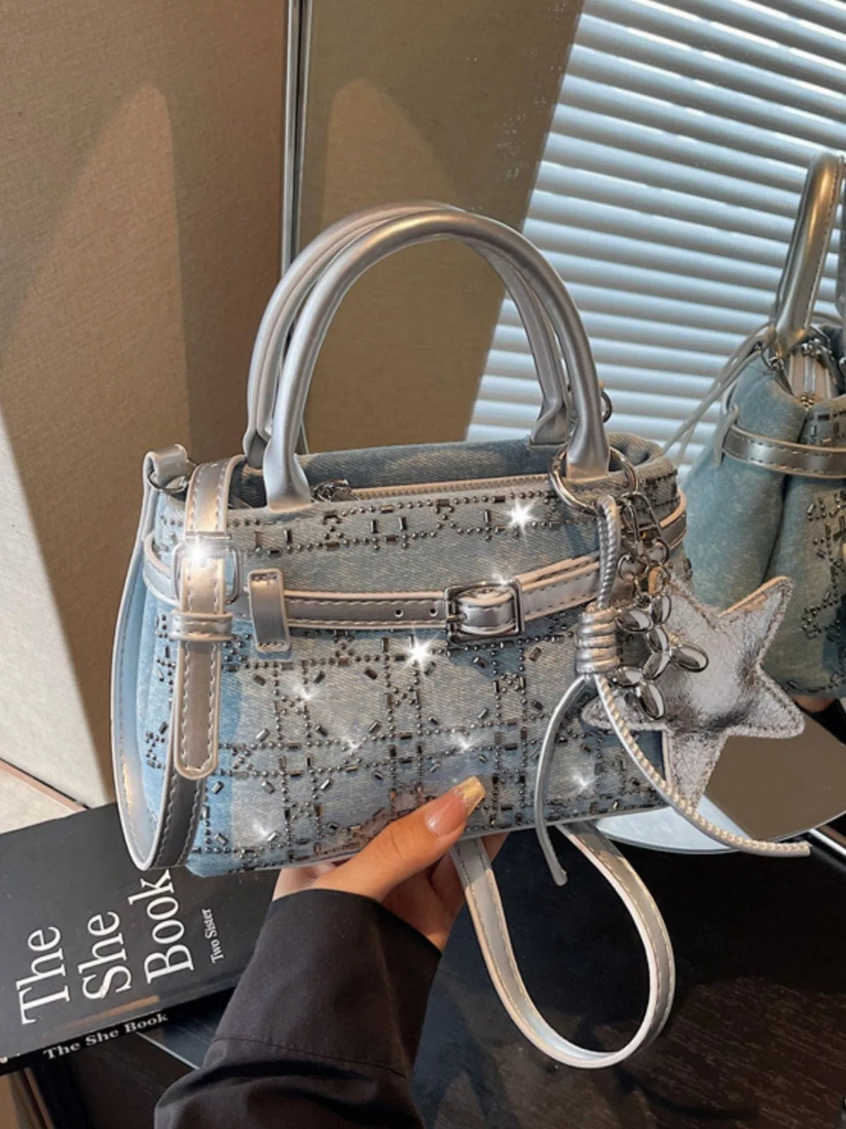 Texture Star Charm Crossbody Bag
