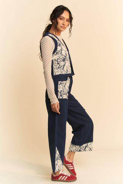 Davi &amp; Dani Lace Applique Wide Leg Jeans for Women