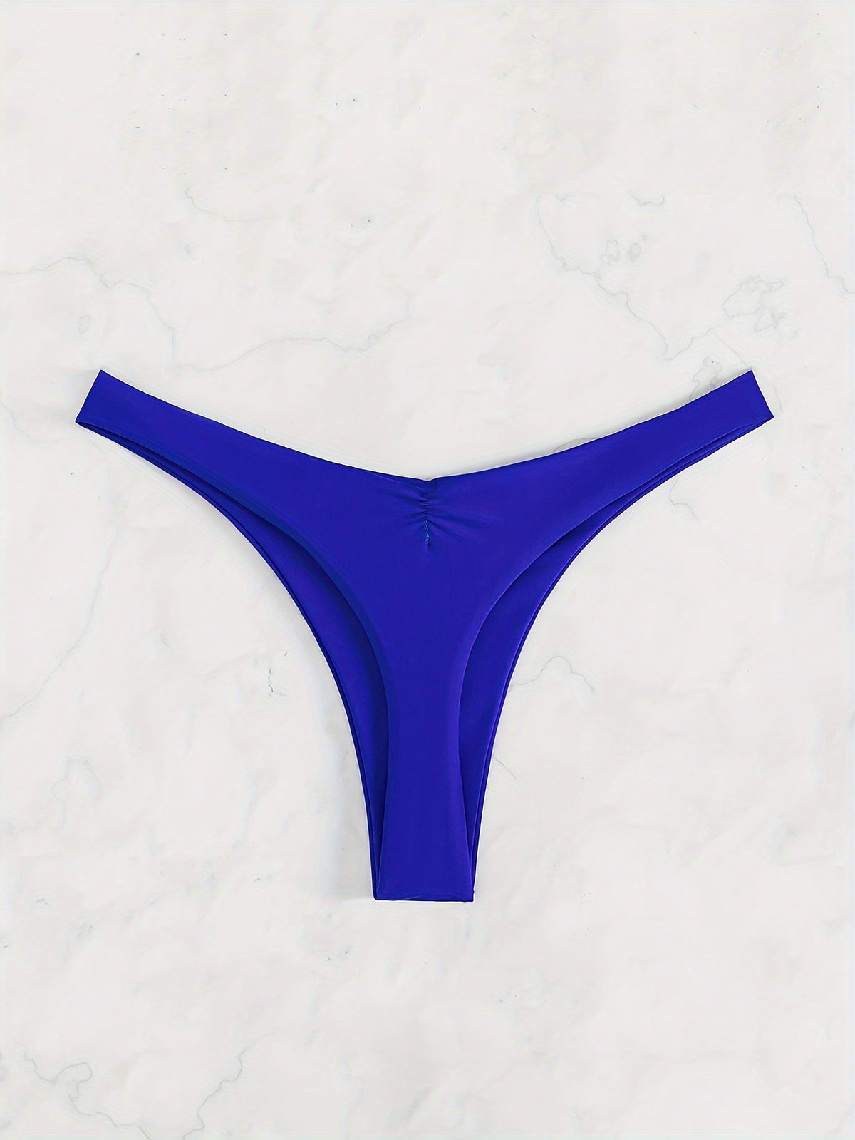 New Bikini Solid Color Cheeky Ruched Thong Bikini Bottoms for Women – High Stretch Polyamide Swim Briefs with Flattering Fit – Casual Swimwear Essential for Beach Pool and Summer Vacation
