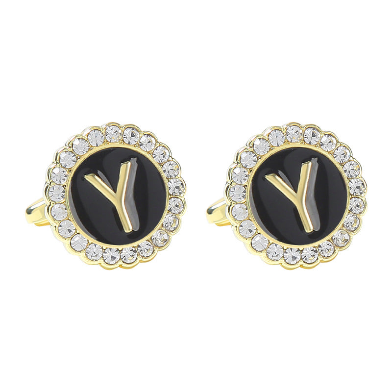 Round Diamond French Cufflinks Men&