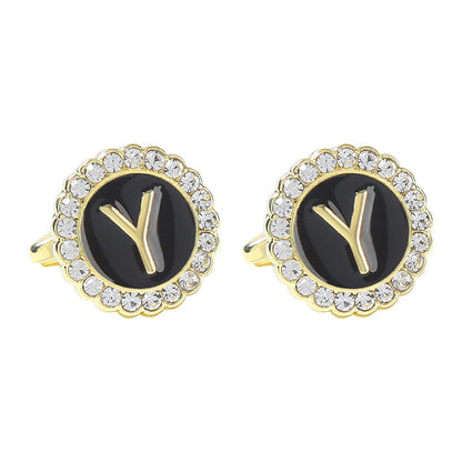 Round Diamond French Cufflinks Men&
