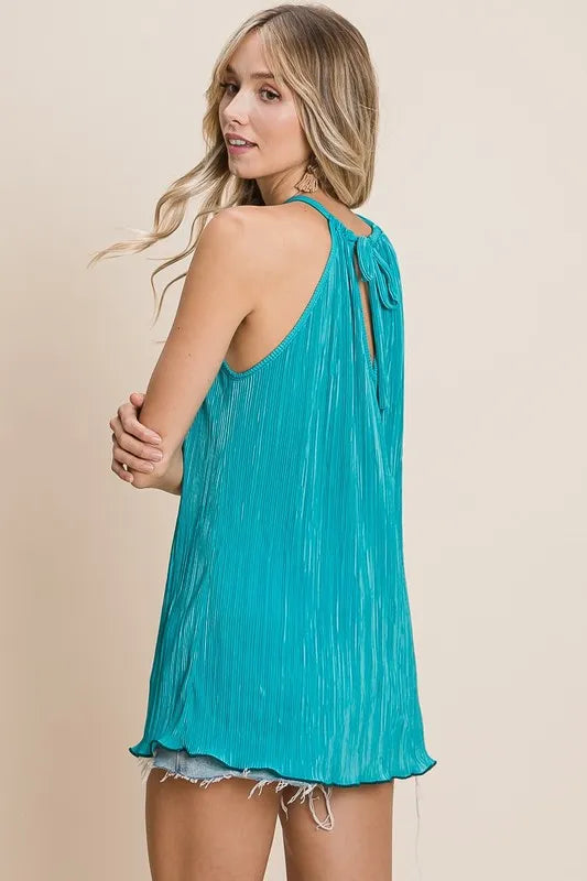 BiBi Pleating Knit Halter Neck Top
