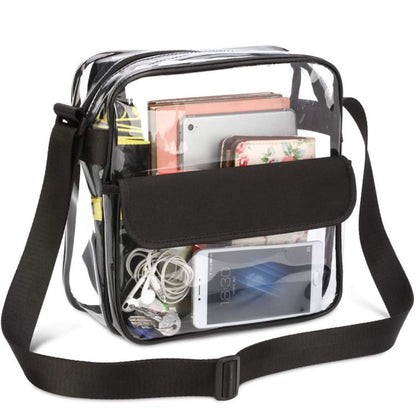 Transparent PVC Shoulder Crossbody Bag - Durable Storage Bag for Travel, Beach, Stadium Events &amp; More