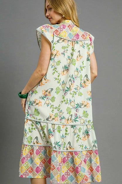 Selvanelle Patchwork Garden Midi Dress