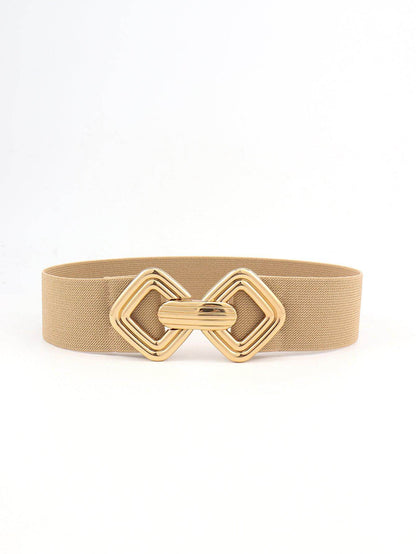 Geometric Buckle Elastic Wide Belt for Stylish Comfort