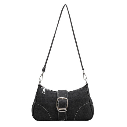 Solid-color Denim Single-shoulder Underarm Bag For Women
