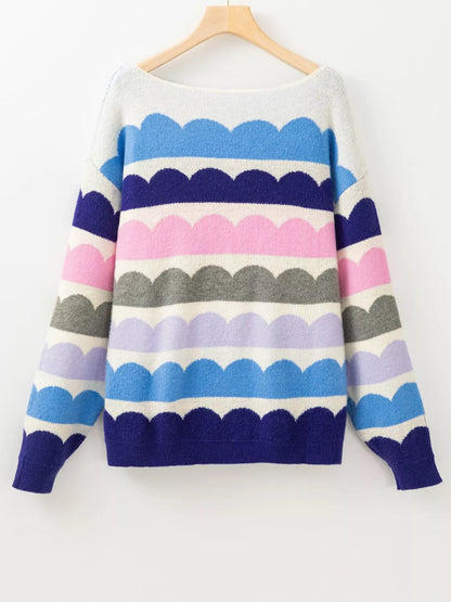 Contrast Boat Neck Sweater
