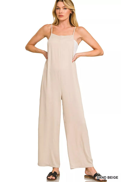 Zenana Rayon Woven Wide Leg Jumpsuit