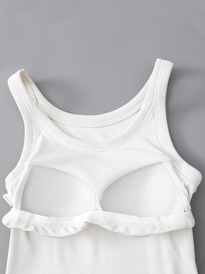 Round Neck Tank with Bra for Everyday Comfort Wear