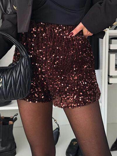 Sequin Mid Rise Shorts for Women - Stylish and Chic