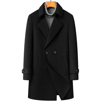 Arrival Long Double-Faced Wool Coat With Detachable Goose Down Lining And Double-Breasted Design