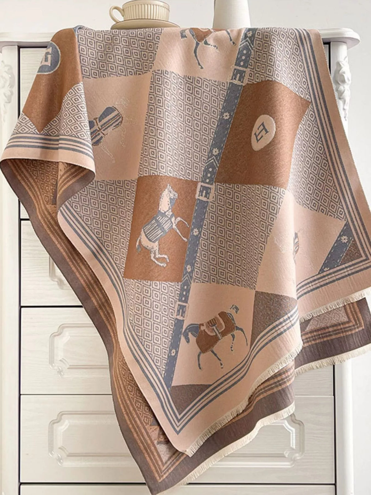 Equestrian Print Reversible Scarf