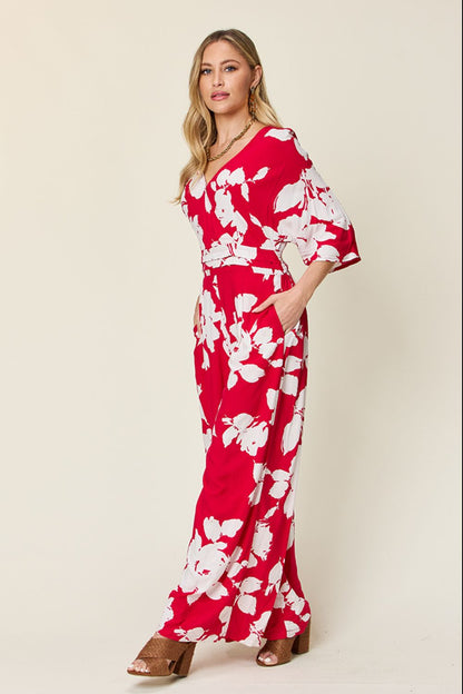 Printed Tie-Back Wide-Leg Jumpsuit