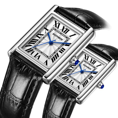 Couple Leather Watch Strap Simple Square Student&