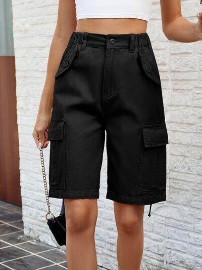 High Waist Denim Shorts with Pockets for Women