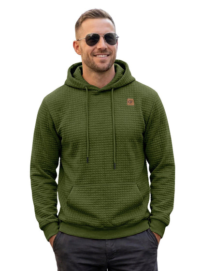 Mens Highly Elastic Jacquard Hooded Long-Sleeve Sweatshirt