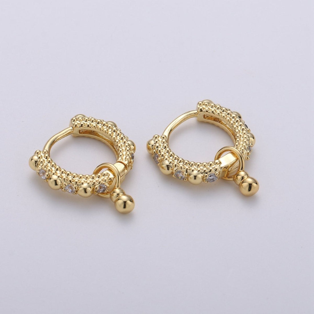 Beaded Hoop Earrings, Ball Hoop Earrings, Small Gold Hoop Earrings, Minimalist Huggie Hoop Earrings, Boho Hoop Earrings, Gold Huggie Earring Q-219 Q-220