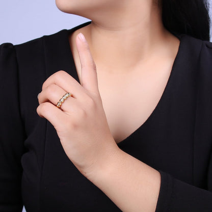 Beaded Textured 24K Gold Filled Ring, Micro Pave CZ Open Adjustable Ring in Silver &amp; Gold | U-444 U-445