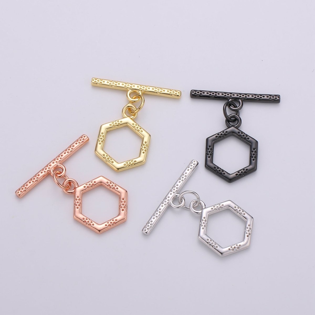 Bee hive Toggle Clasp, 24K Gold Filled Toggle Clasps - Unique OT Clasp Hexagon Geometric Clasp for geometric Jewelry Supply L-090 L-093 L-094 L-095