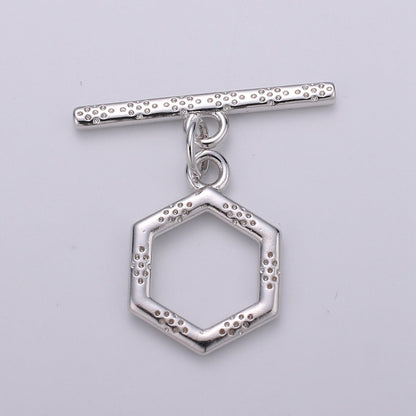 Bee hive Toggle Clasp, 24K Gold Filled Toggle Clasps - Unique OT Clasp Hexagon Geometric Clasp for geometric Jewelry Supply L-090 L-093 L-094 L-095