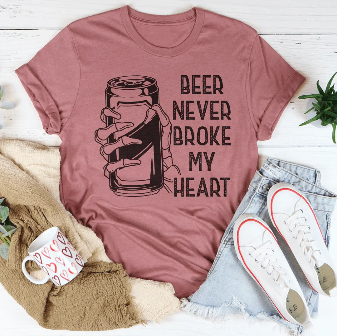 Beer Never Broke My Heart Skull Tee