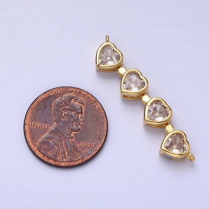 Bendable Gold Heart Connector, CZ Micro Pave Silver Love Bezel Cut Link Connector Bracelet Necklace Jewelry Making Y-822