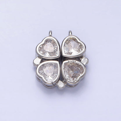 Bendable Gold Heart Connector, CZ Micro Pave Silver Love Bezel Cut Link Connector Bracelet Necklace Jewelry Making Y-822