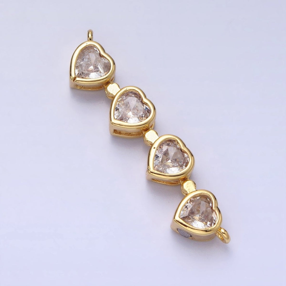 Bendable Gold Heart Connector, CZ Micro Pave Silver Love Bezel Cut Link Connector Bracelet Necklace Jewelry Making Y-822