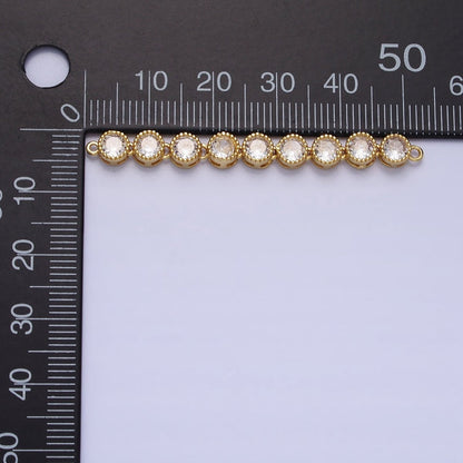 Bendable Gold Round Long Bar Connector, CZ Micro Pave Silver Circle Geometric Link Connector Necklace Jewelry Making Y-821