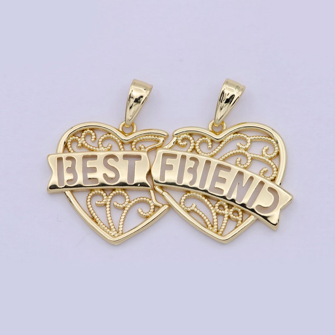 Best Friend 2 Piece Heart Charm Pendant, Bestie Set Puzzle Heart Piece Pendant for Friendship Necklace Making N-555 N-556