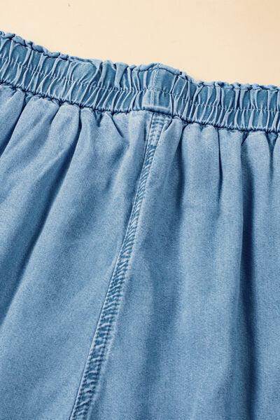 Drawstring Cargo Pocket Wide Leg Jeans for All-Day Comfort