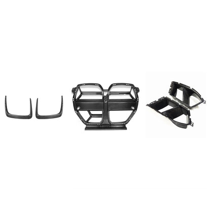 Automotive dry carbon fiber front bumper grille