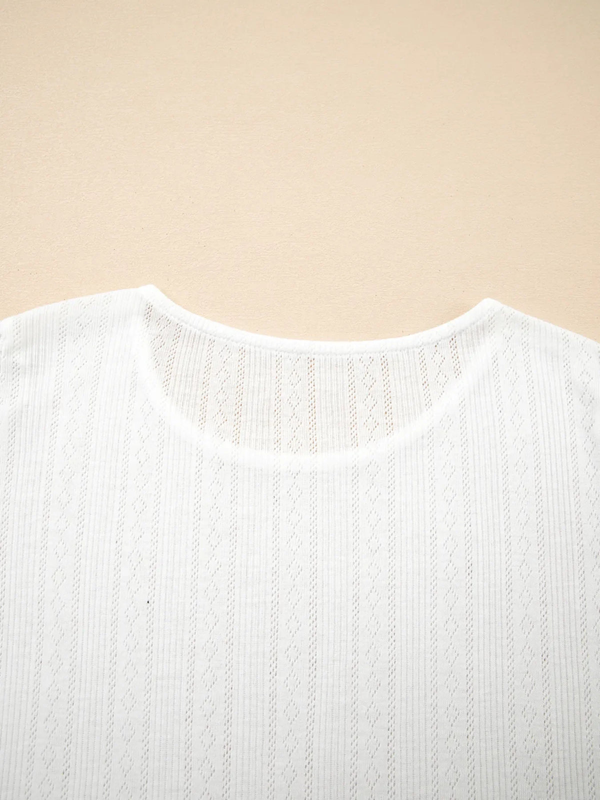 Scalloped Lace Trim Jacquard Textured T Shirt