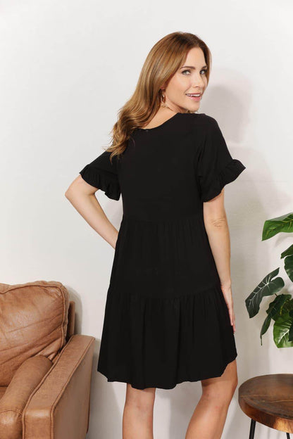 Mandy V-Neck Flounce Sleeve Tiered Dress for All Occasions