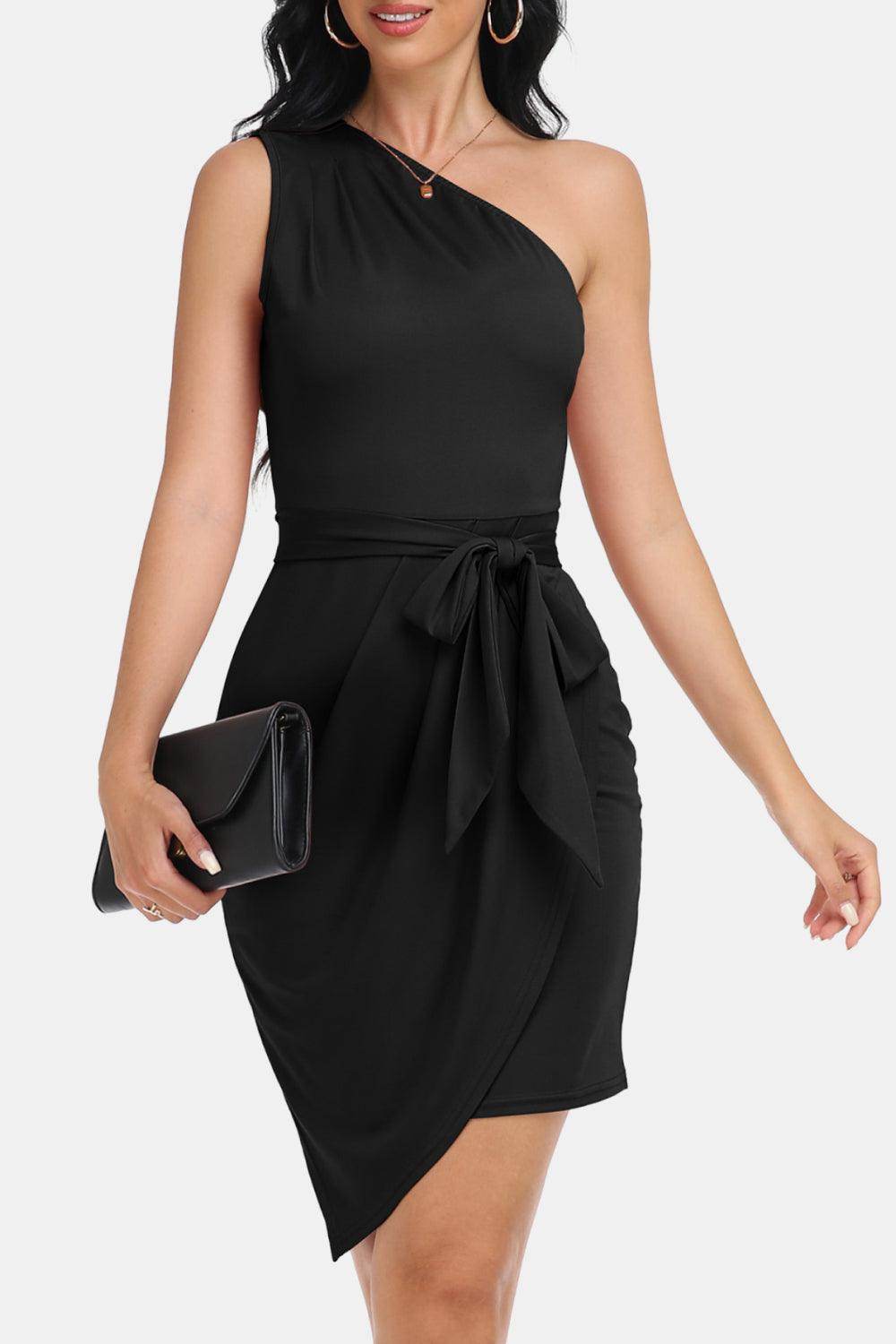 Chic Tie Front One-Shoulder Sleeveless Dress for Women