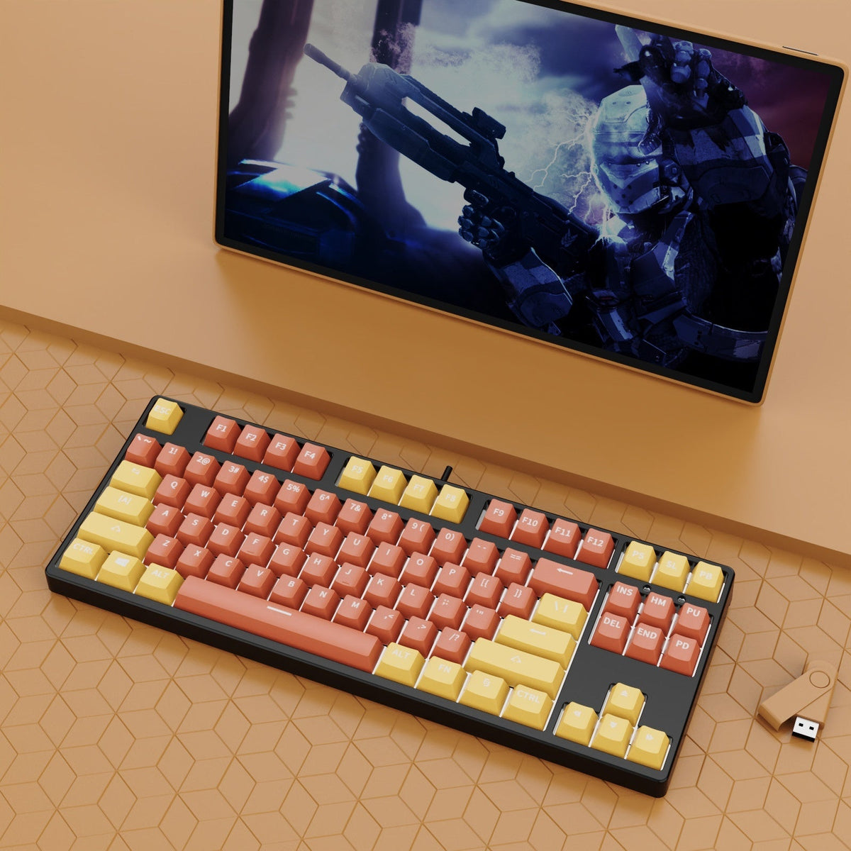 87 Key Wired Game Hot Plug Two Colors Mechanical Keyboard