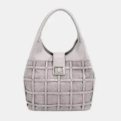 David Jones Rivet Handbag – Edgy PU Leather Medium Tote | Femstylo