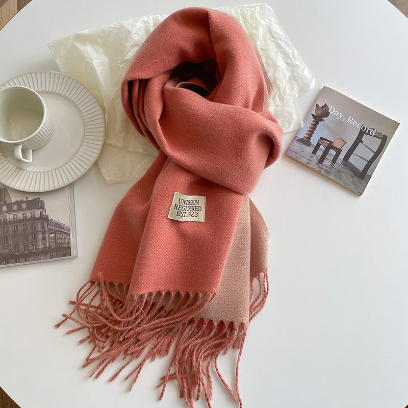 Double-sided Artificial Cashmere Scarf Women&